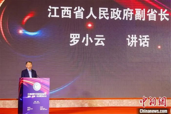 图为江西省人民政府副省长罗小云在会上致辞。　江西省数字经济学会供图 摄