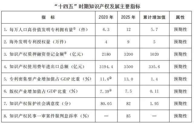 截图自《“十四五”国家知识产权保护和运用规划》