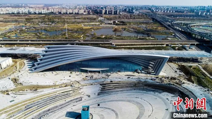 江苏盐城黄海湿地博物馆建设图。　中建二局供图