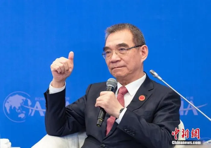 4月20日，博鳌亚洲论坛2021年年会“城市群带动发展：以粤港澳大湾区为例”分论坛在海南省博鳌举行，北京大学国家发展研究院名誉院长林毅夫出席并参与讨论。中新社记者 侯宇 摄