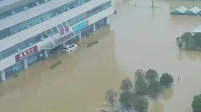 阜外华中心血管病医院积水严重。图片来源：工信部信息中心微信公众号