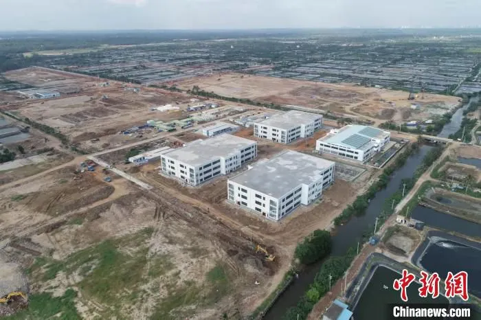 正在建设中的冯家湾现代化渔业产业园。　冯家湾现代化渔业产业园管委会供图
