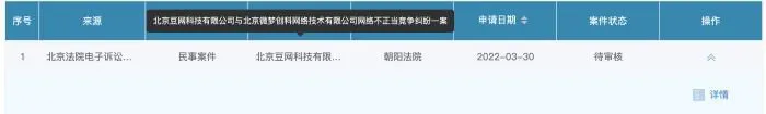 案件状态截图。豆瓣供图