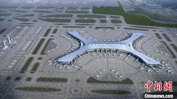 图为重庆江北国际机场T3B航站楼效果图。　重庆机场集团供图