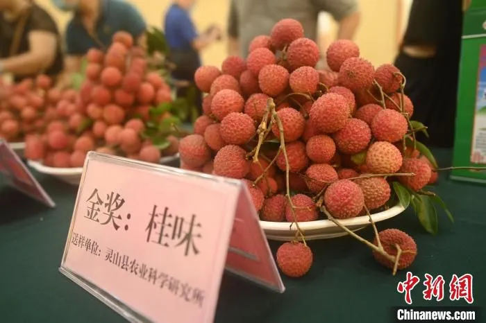 图为获奖荔枝展示。　鞠忠良 摄