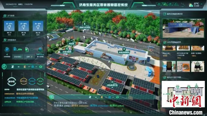 济南东“零碳服务区”的建设还创新了能源的可视化监管和智慧化管控方法。　山东高速集团供图