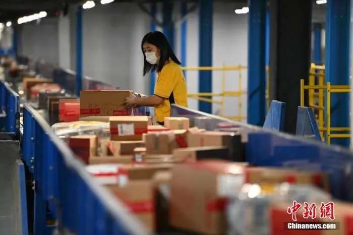 资料图：物流工作人员分拣快件。中新社记者 崔楠 摄