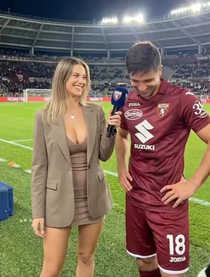 Truth as Serie A star Giovanni Simeone has to look away from hot reporter during viral interview but not all is as it seems