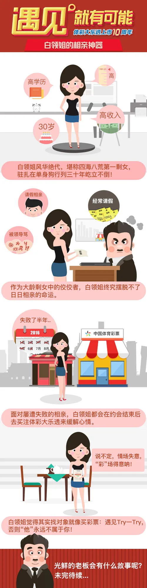 体彩大乐透上市10周年漫画:白领姐的相亲神器