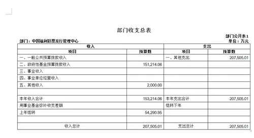 部门收支总表