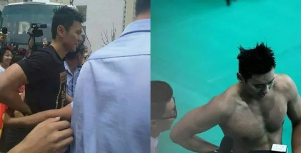 网友拍到宁泽涛一直手扶腰部。