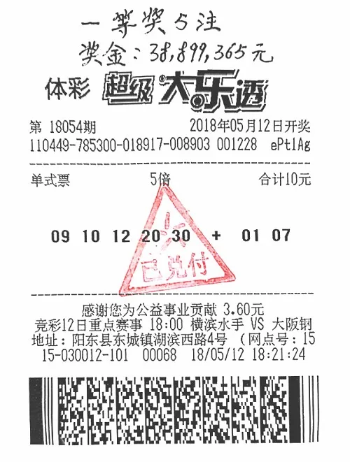 女士5倍投注独揽3889万巨奖 中奖彩票曝光
