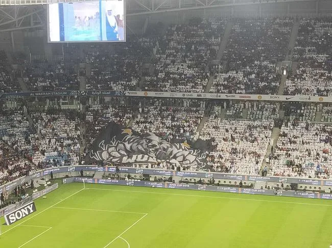 正在收起来的萨德球迷的TIFO