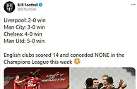 足球赛报：英超队欧冠大发神威！BIG4全线告捷 踢出14-0！