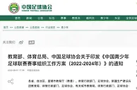 中国青少年足球联赛赛事组织方案出炉 陈戌源任赛事主任