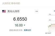 人民币对美元中间价上调16个基点 1美元对人民币6.6550元