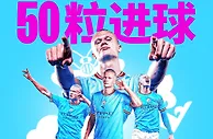 突破50球大关！哈兰德本赛季各项赛事44场已进50球！