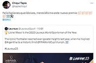 阿根廷足协主席祝贺梅西：恭喜莱昂内尔，你值得????????⚽