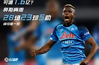 1亿起步？！欧冠双响，奥斯梅恩赛季28场23球5助场均造1球????