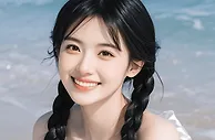 小姐姐走在沙滩上，她身材紧绷，实在迷人至极