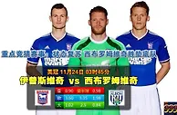 英冠　11月24日 3:45　伊普斯维奇 VS 西布罗姆维奇