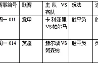 过关2串1：帕尔马无动力 枪手攻城拔寨
