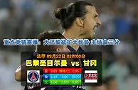 玩球网心水：法甲　9月23日 3:00　巴黎圣日尔曼 VS 甘冈